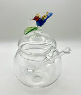 Salsera en Vidrio soplado con  Tapa de Colibri