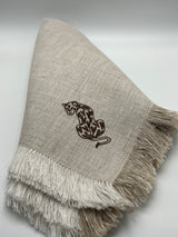 Servilleta 100% Lino Bordado Leopardo
