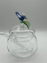 Salsera en Vidrio soplado con  Tapa de Colibri