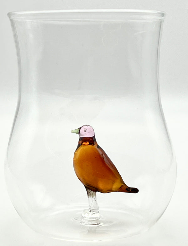 Vaso Pajarito Ambar y Rosado