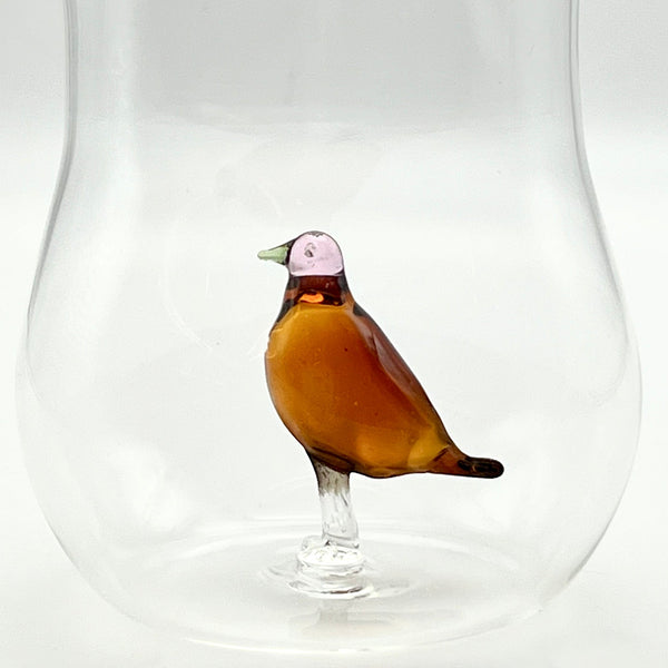 Vaso Pajarito Ambar y Rosado