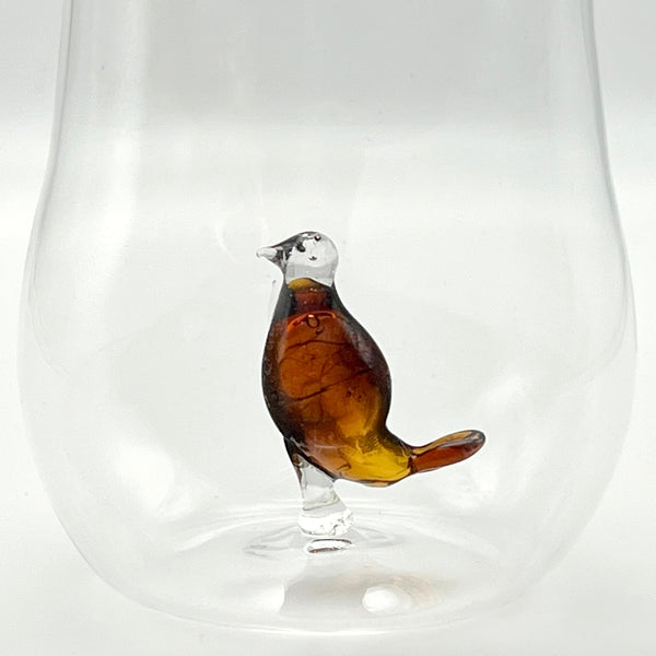 Vaso Pajarito Ambar y Cristal