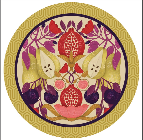 INDIVIDUAL RESINA PERAS -GRANADAS AMARILLO